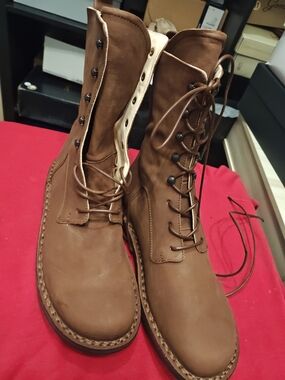 Women's Brown Lace-Up Combat Boots - Classic Moto Style 39 EU